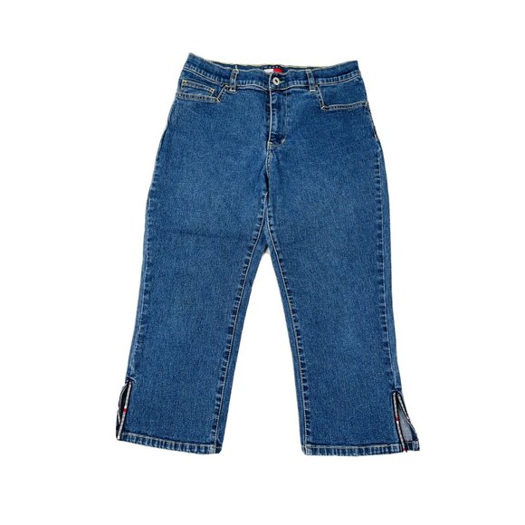 Vintage Stitched Faded Cropped Jeans Capris Y2K - Picture 1 of 9